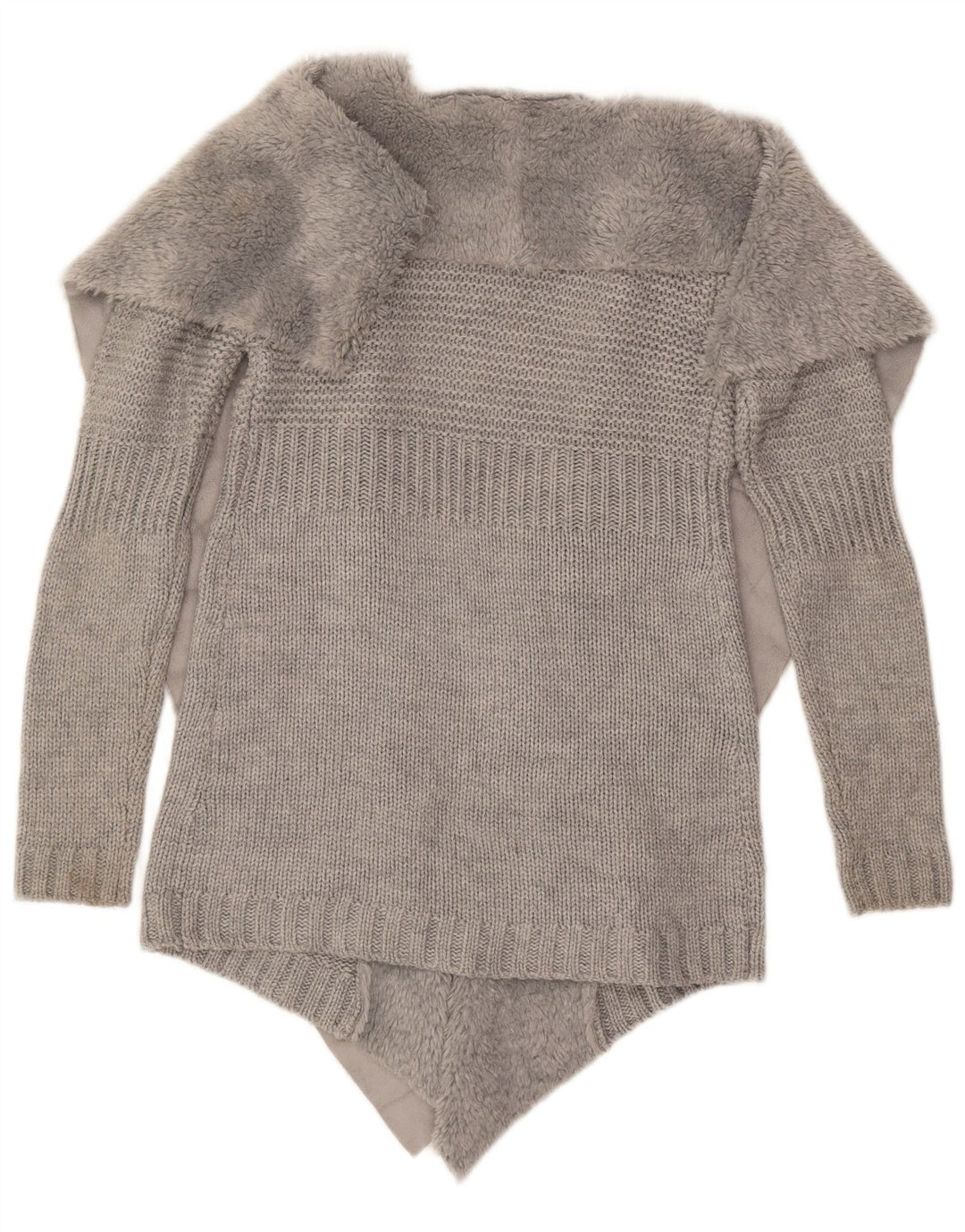 Suéter feminino aberto Oasis UK 10 pequeno cinza acrílico