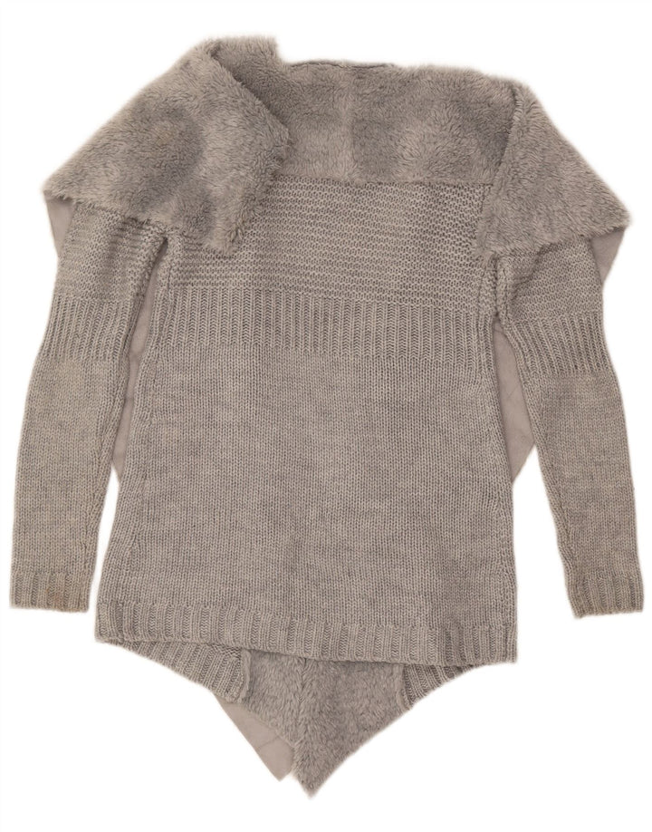 Suéter feminino aberto Oasis UK 10 pequeno cinza acrílico