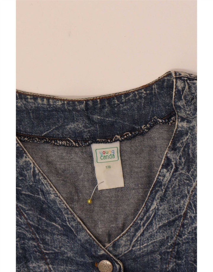 Canda Jaqueta jeans feminina cropped 15-16 anos algodão azul