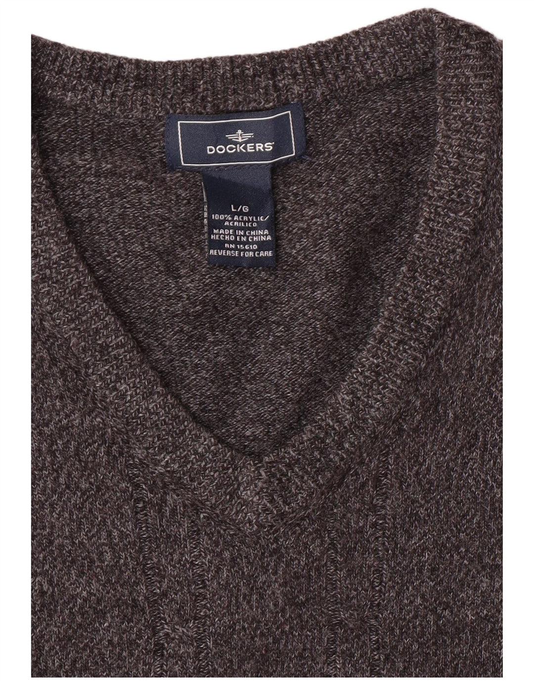 Suéter masculino DOCKERS com decote em V grande acrílico cinza