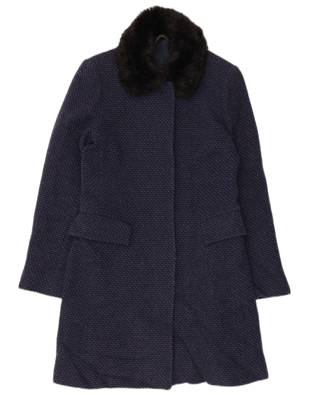 Sobretudo feminino Jigsaw UK 8 pequeno azul marinho manchado