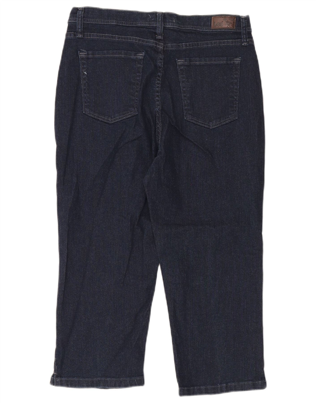 Calça jeans capri feminina clássica de cintura alta Lee US 12 grande W30 L20 azul marinho