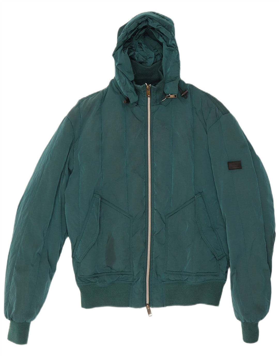 Jaqueta feminina acolchoada com capuz grande Armani Exchange Reino Unido 10 pequena verde