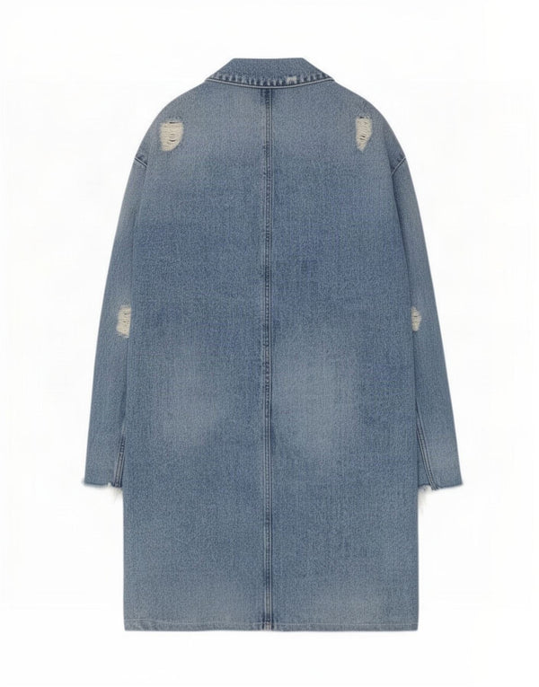 Casaco jeans feminino Trafaluc desgastado da Zara Reino Unido 14 azul médio