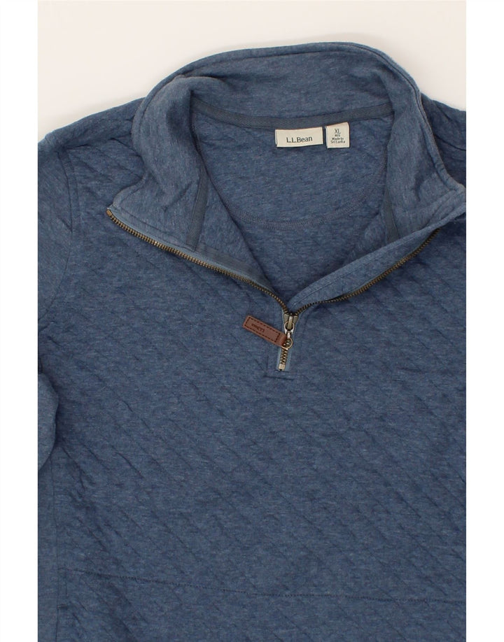 L.L.BEAN Womens Zip Neck Sweatshirt Jumper UK 18 XL Blue Cotton Vintage L.L.Bean and Second-Hand L.L.Bean from Messina Hembry 