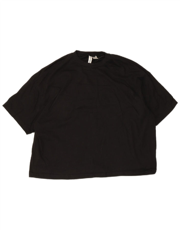 H&M Camiseta Feminina Crop Top UK 14 Médio Algodão Preto