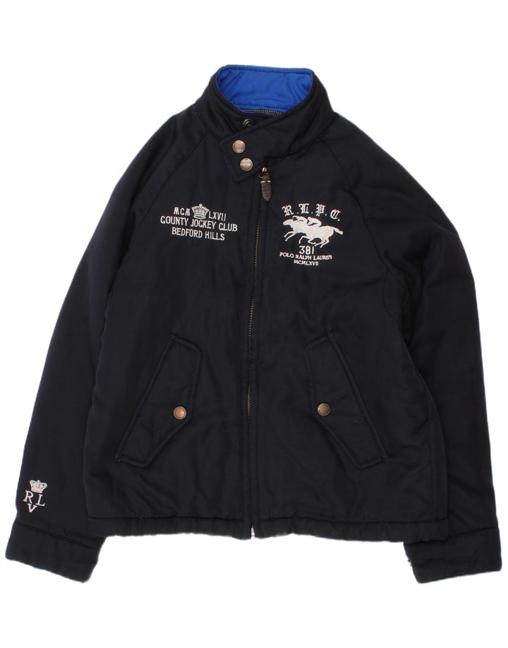 Polo Ralph Lauren Jaqueta masculina gráfica Harrington 7-8 anos pequena azul marinho