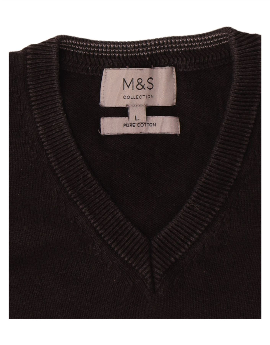 Suéter masculino Marks & Spencer com decote em V grande algodão preto