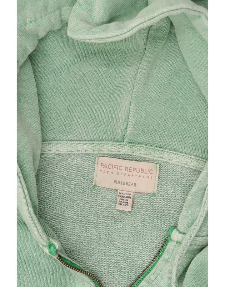 Suéter feminino com capuz e zíper grande Pull & Bear Reino Unido 14 verde médio