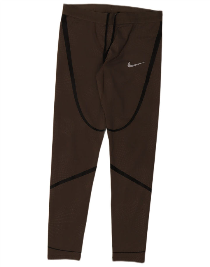 Leggings Nike Dri Fit UK 12 Médio Marrom Listrado Poliéster