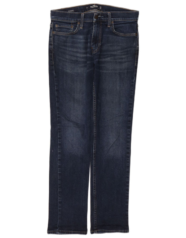 Hollister Mens Slim Straight Jeans W30 L30 Azul Algodão