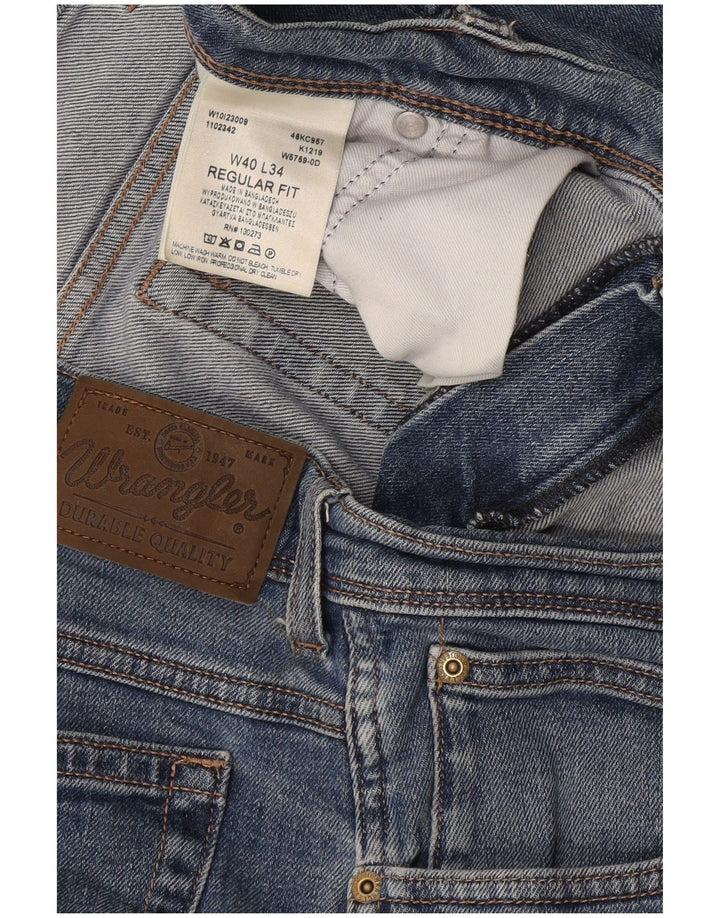 Wrangler Mens Regular Fit Jeans Reta W40 L34 Azul Algodão