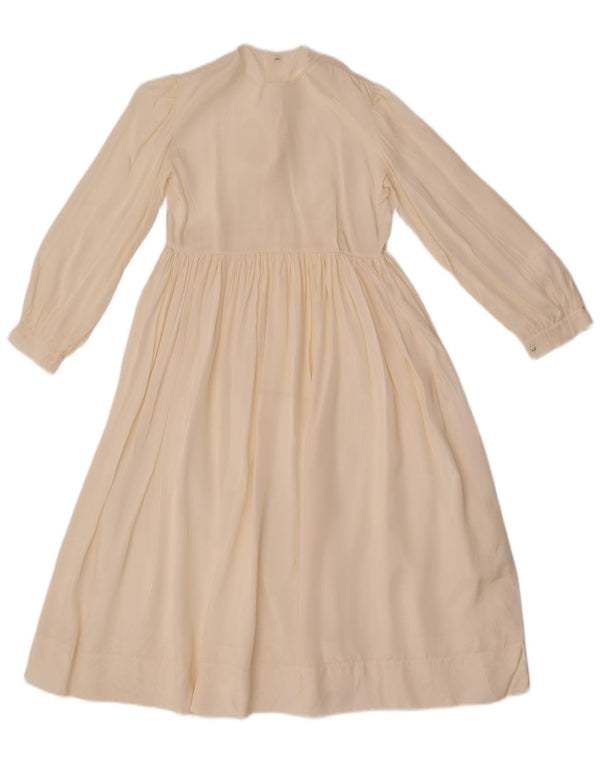 Vestido feminino vintage manga 3/4 linha A UK 2 2XS branco