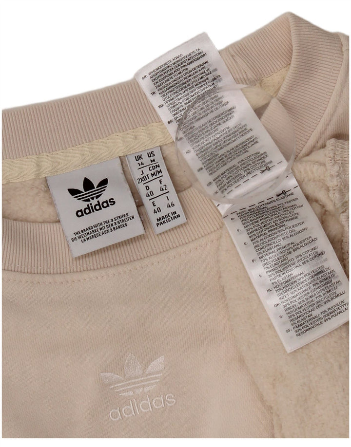 Adidas Womens Crop Oversized Moletom Jumper Reino Unido 14 Médio Bege Algodão