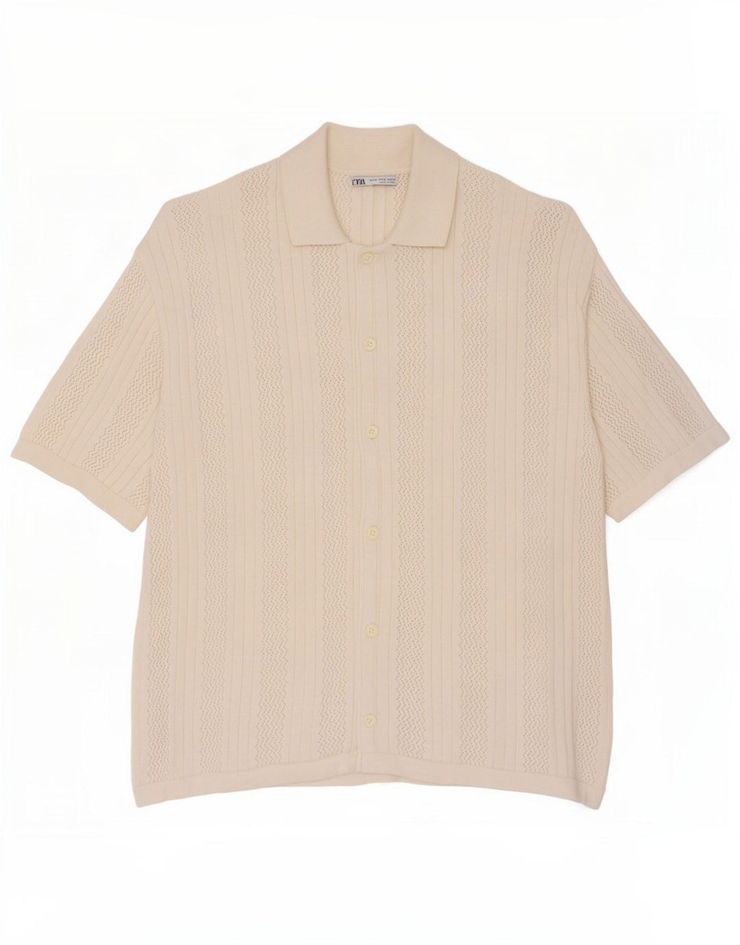 Zara Camisa masculina de manga curta médio algodão branco