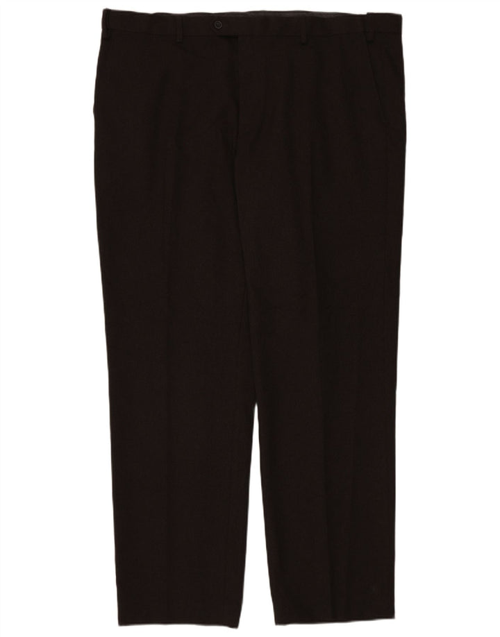 Calça masculina de ajuste regular Marks & Spencer W44 L33 poliéster marrom