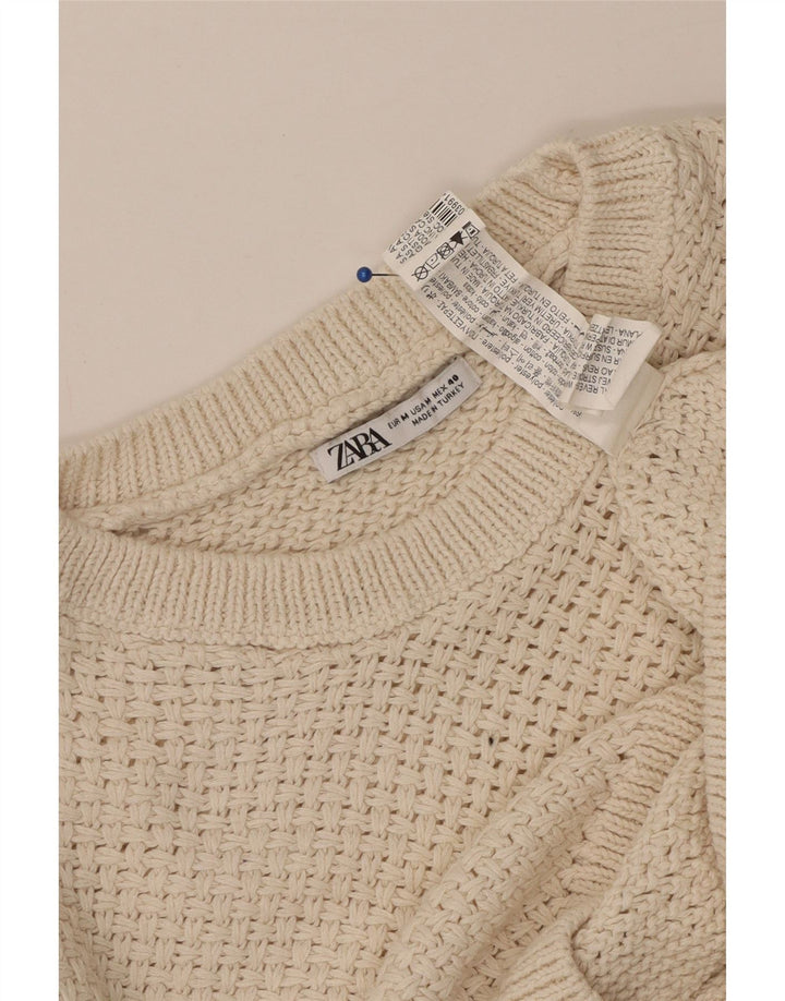 Suéter masculino ZARA com gola redonda, poliéster bege médio