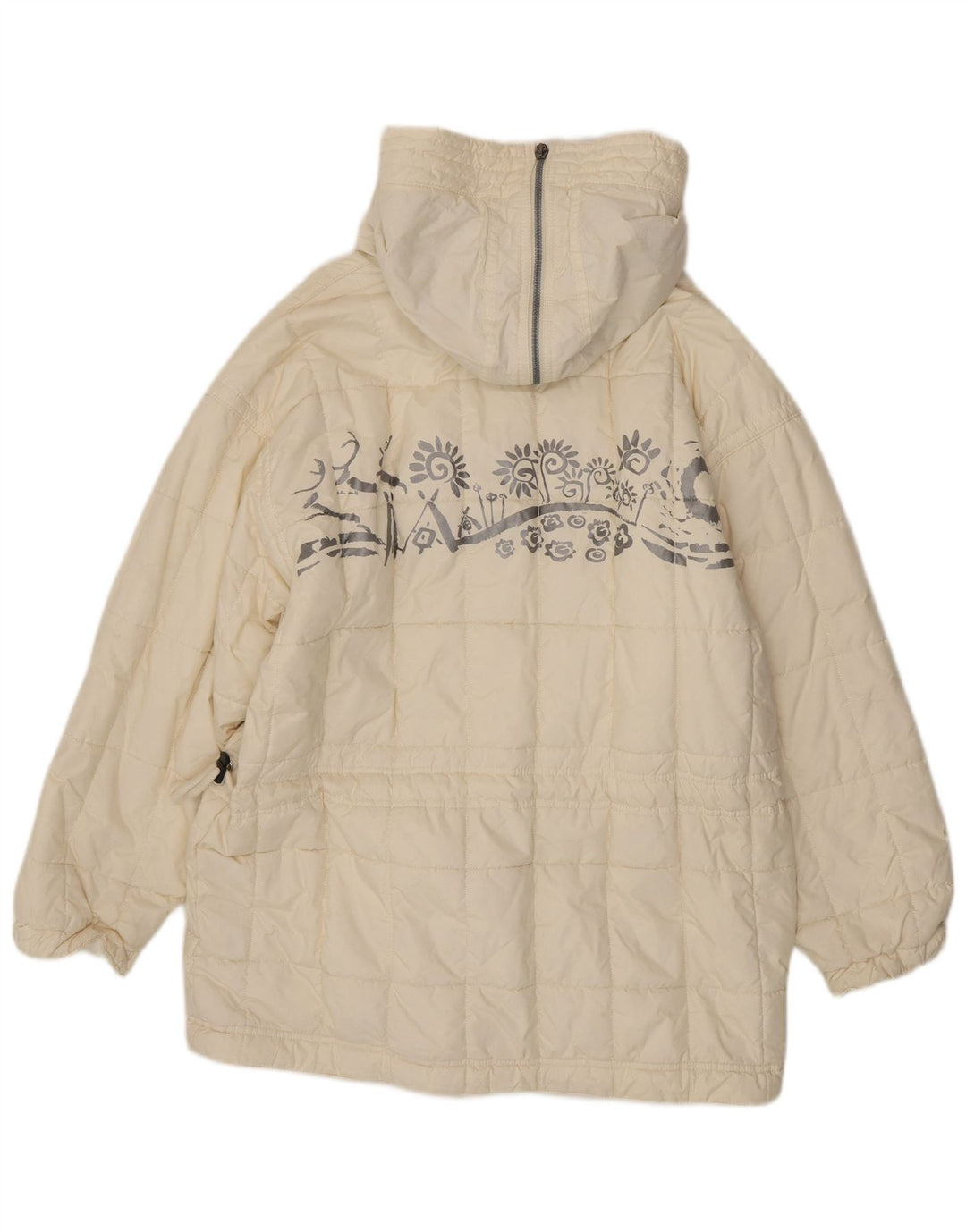 Casaco acolchoado de grandes dimensões das mulheres do vintage poliéster branco pequeno de Paisley do Reino Unido 10