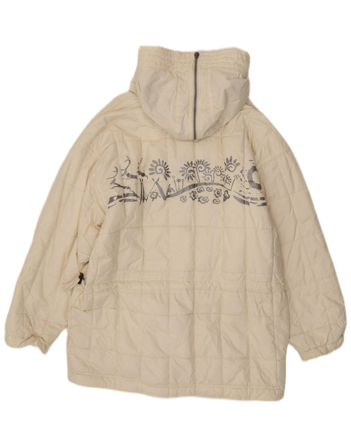 Casaco acolchoado de grandes dimensões das mulheres do vintage poliéster branco pequeno de Paisley do Reino Unido 10