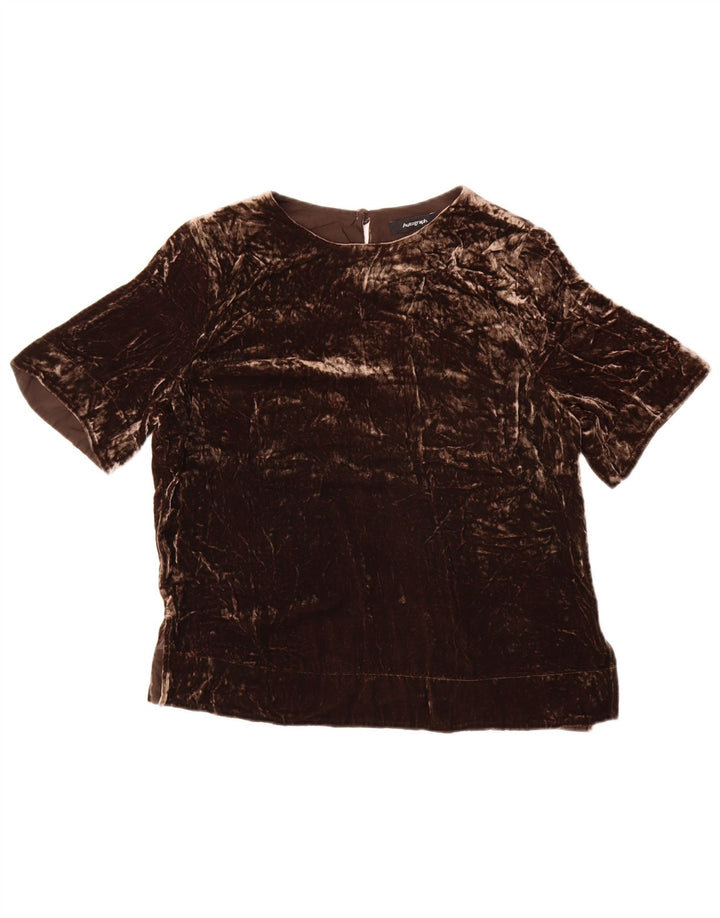 Blusa feminina de veludo autograph da Marks & Spencer Reino Unido 10 pequena marrom