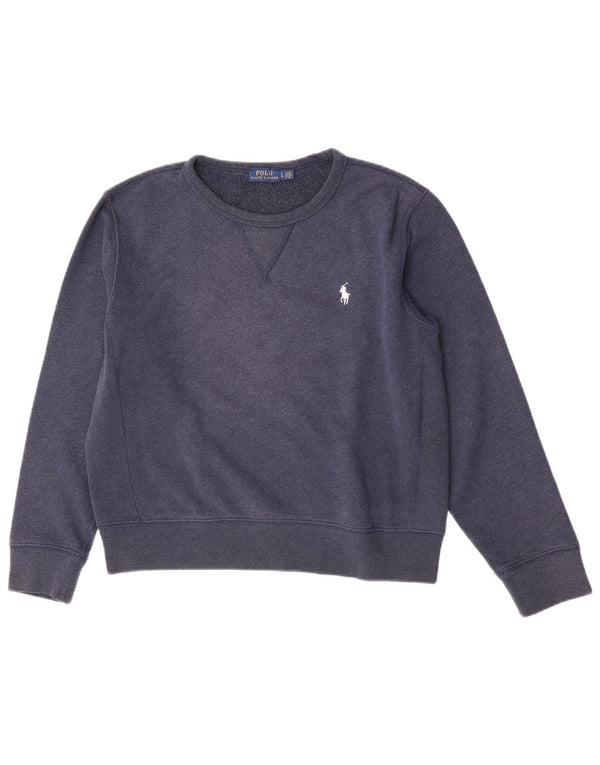 Polo Ralph Lauren moletom feminino jumper UK 16 grande algodão azul marinho