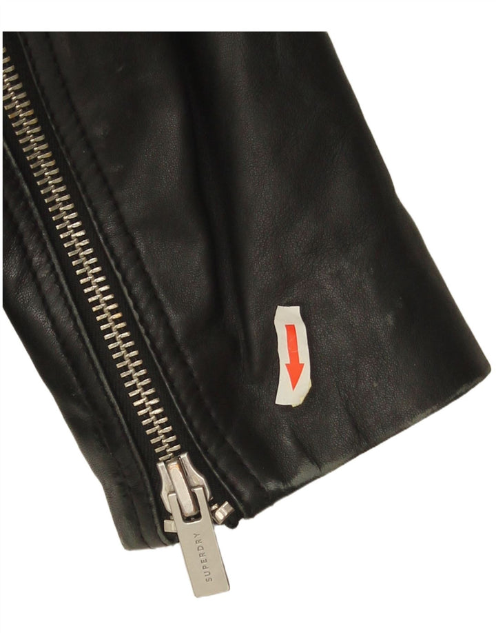 Jaqueta masculina de couro Superdry para motociclista UK 42 XL preta