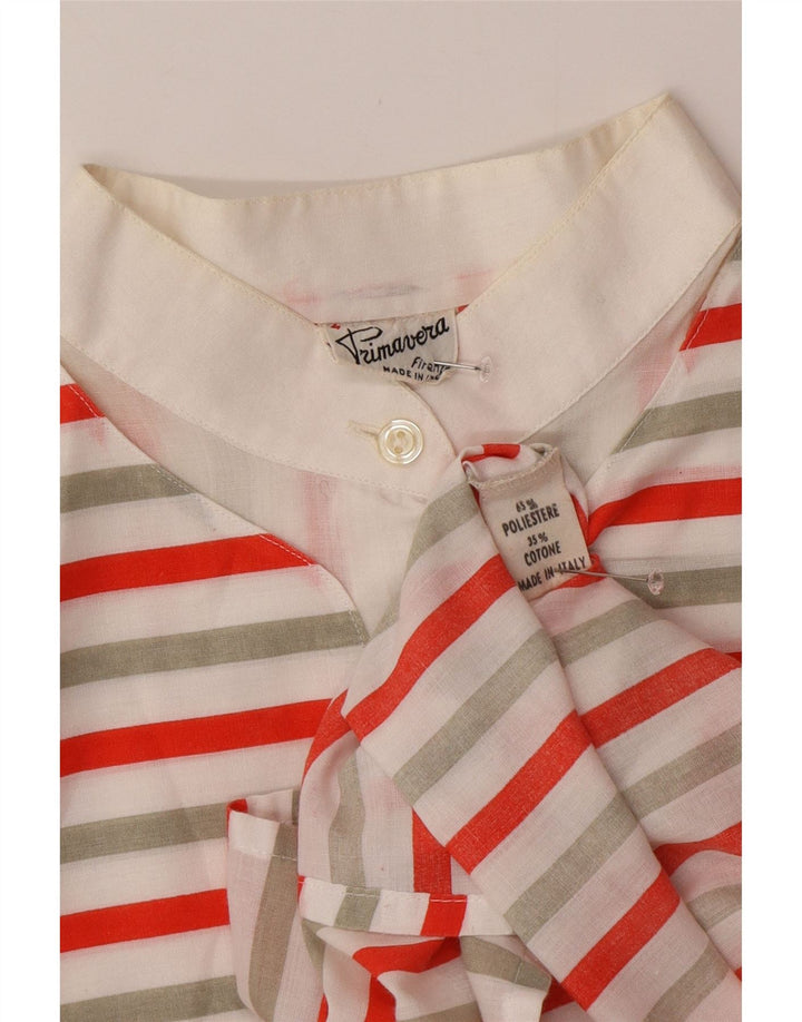 Pulôver feminino VINTAGE Reino Unido 16 grande poliéster listrado multicolorido