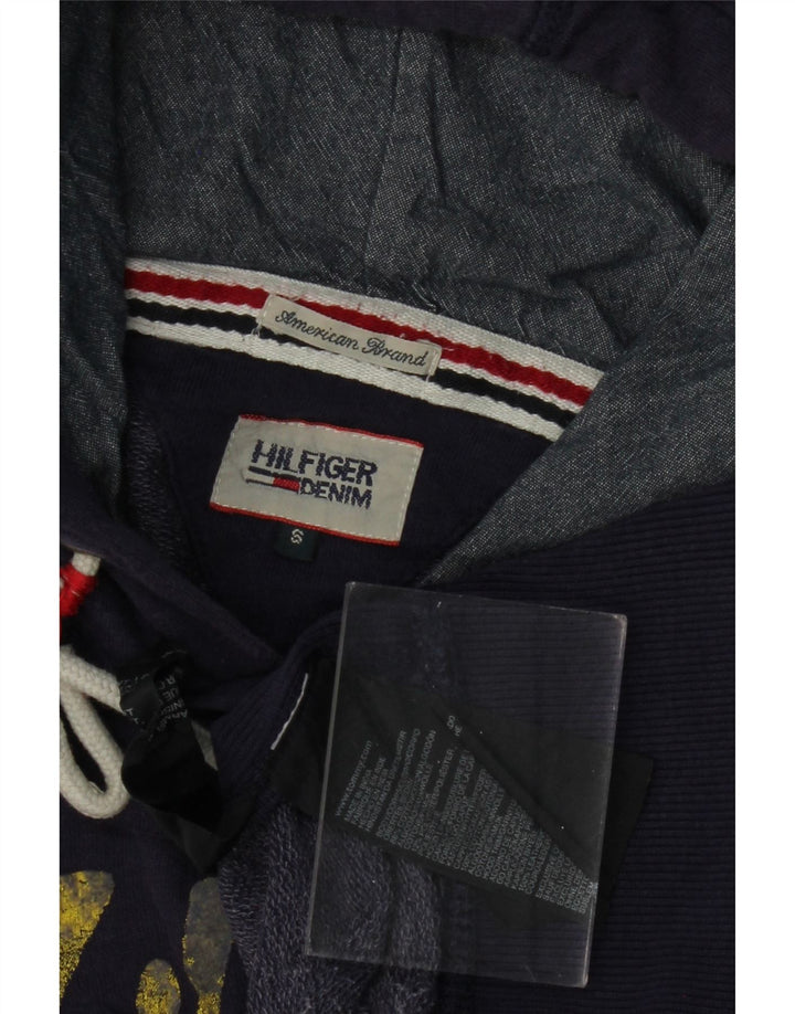 Suéter com capuz gráfico masculino TOMMY HILFIGER pequeno algodão azul marinho