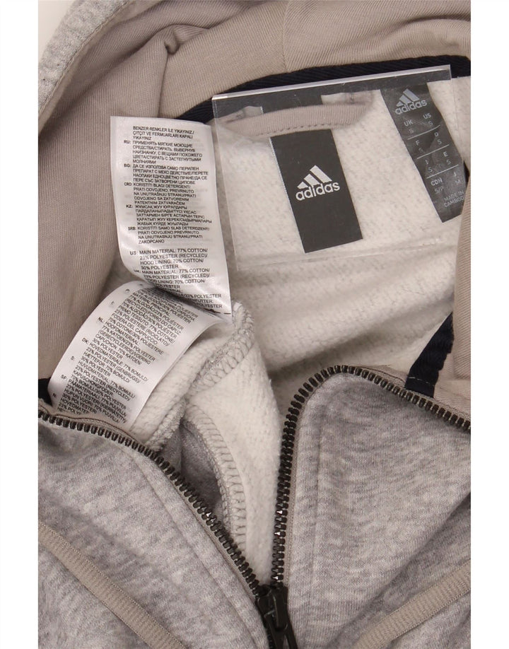 ADIDAS Mens Zip Hoodie Sweater Small Grey Flecked Cotton Vintage Adidas and Second-Hand Adidas from Messina Hembry 