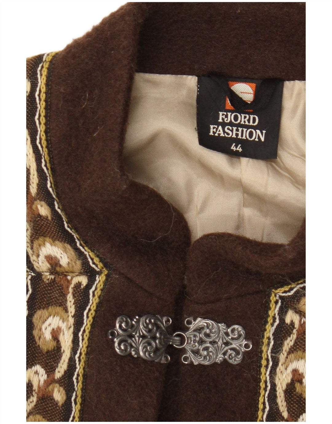 Jaqueta blazer feminina Fjord EU 44 XL bege Fair Isle lã retrô