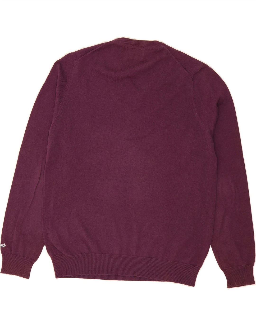 WOOLRICH Mens V-Neck Jumper Sweater XL Purple Cotton Vintage Woolrich and Second-Hand Woolrich from Messina Hembry 