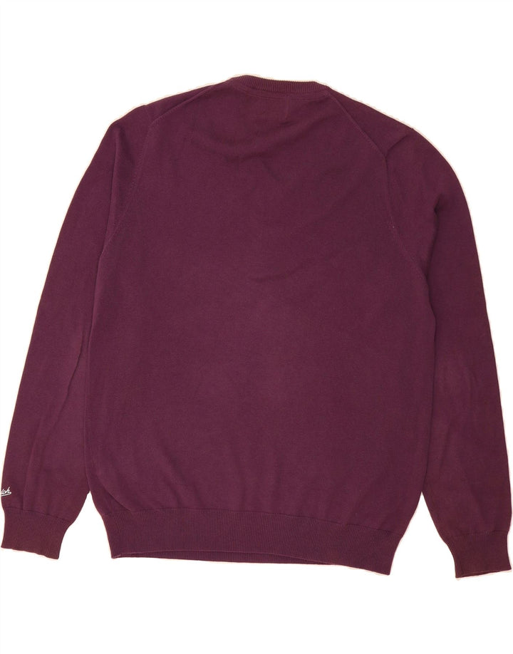 WOOLRICH Mens V-Neck Jumper Sweater XL Purple Cotton Vintage Woolrich and Second-Hand Woolrich from Messina Hembry 