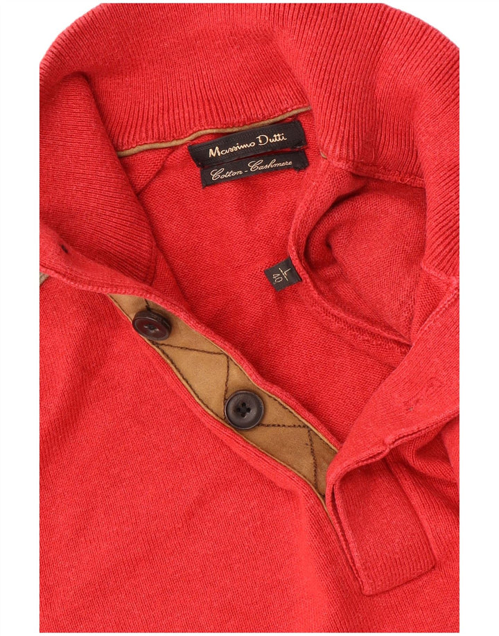 Suéter masculino Massimo Dutti com gola redonda, grande algodão colorido vermelho