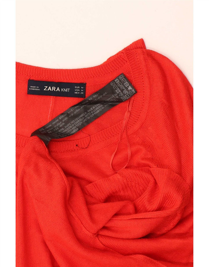 Zara Suéter feminino oversized com gola canoa Reino Unido 14 viscose laranja médio
