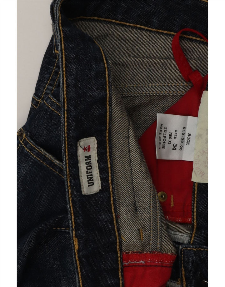Uniforme masculino jeans reto W34 L32 algodão azul