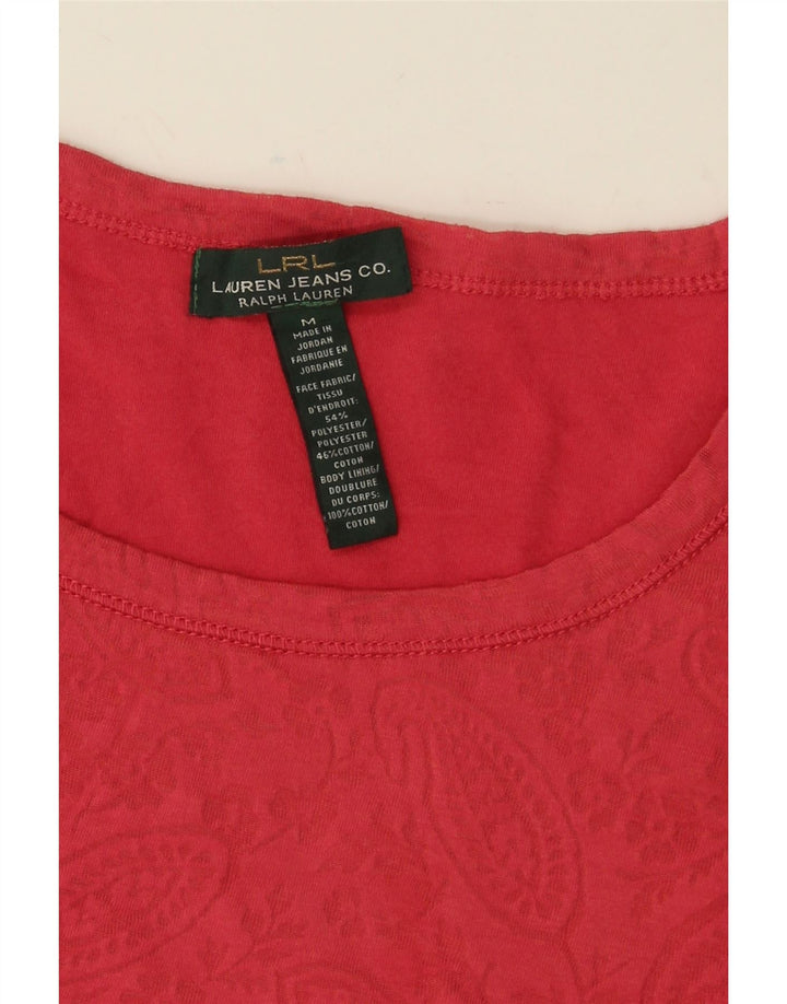 Top feminino RALPH LAUREN manga 3/4 UK 12 poliéster vermelho paisley médio