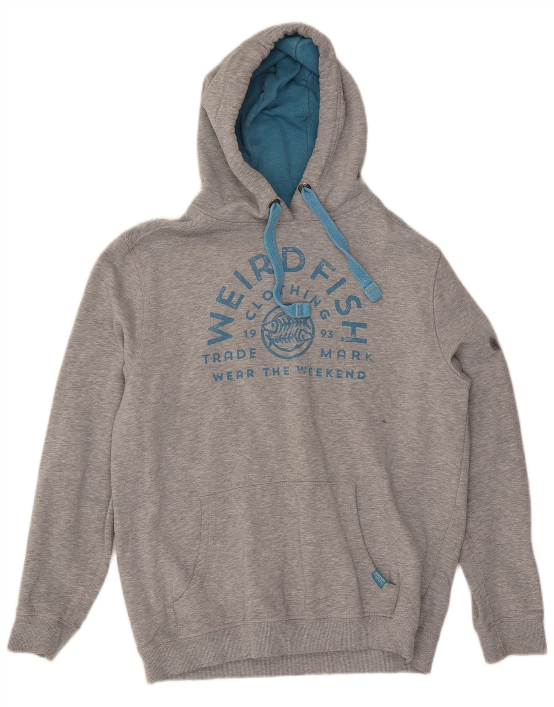 Suéter com capuz gráfico masculino Weird Fish grande cinza manchado
