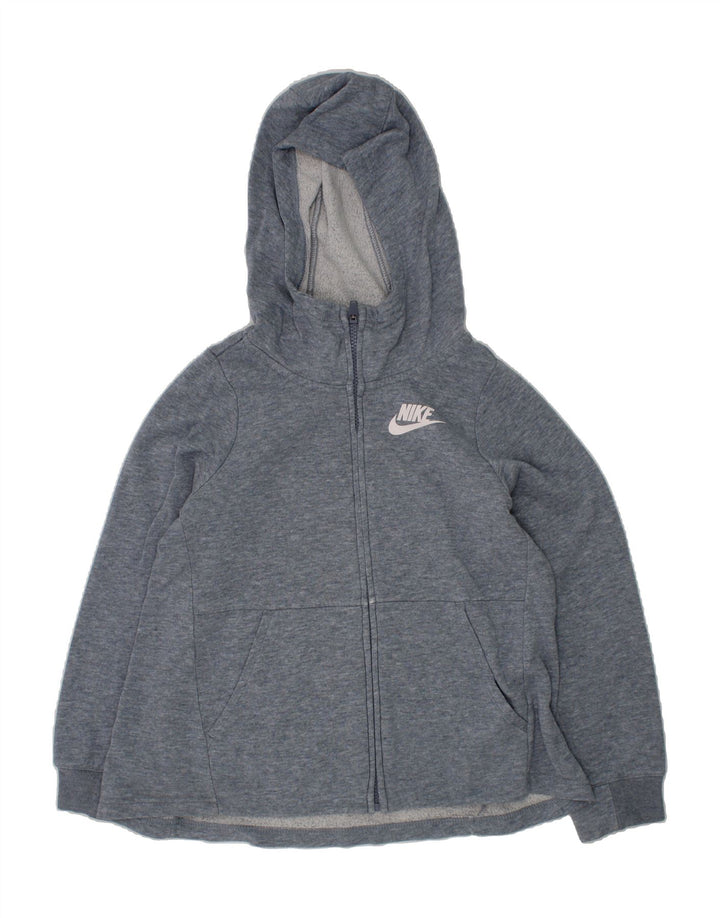 NIKE Girls Zip Hoodie Sweater 8-9 Years Small  Blue Cotton Vintage Nike and Second-Hand Nike from Messina Hembry 