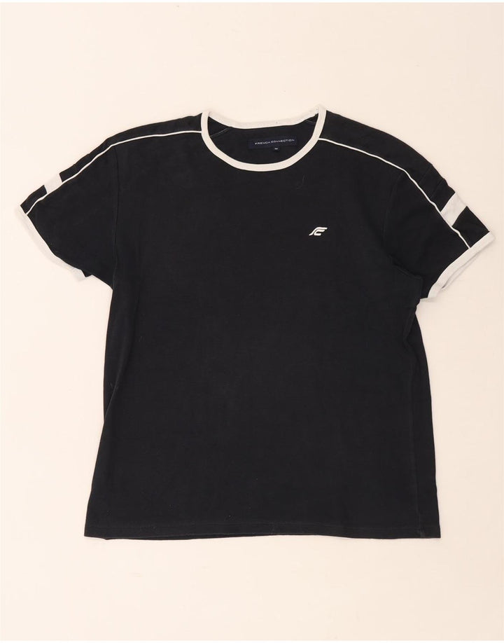 Camiseta masculina French Connection Top médio preto colorblock algodão