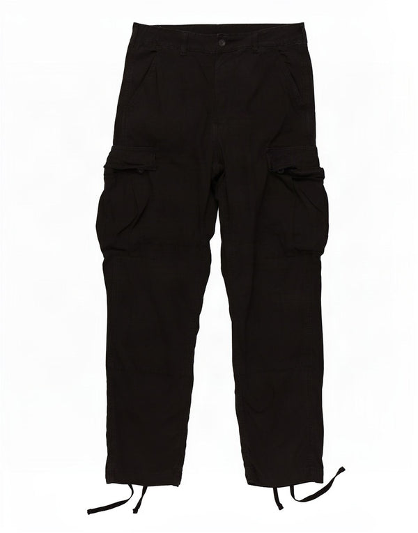 Calça cargo reta masculina Scout pequena W29 L30 algodão preto