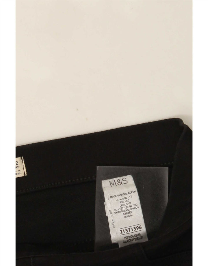 Jeans Marks & Spencer curtos femininos UK 12 médio W30 L26 preto