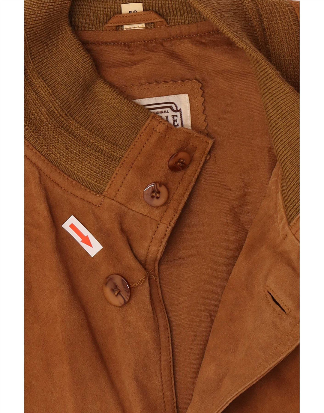 Jaqueta bomber masculina vintage de camurça IT 50 grande couro marrom retrô