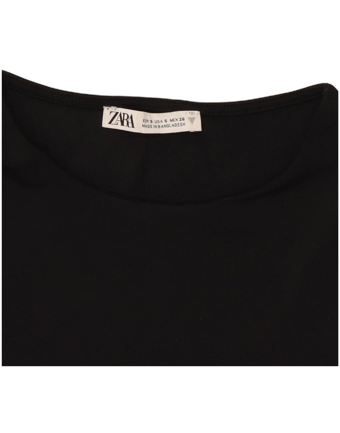 Zara Top curto feminino sem mangas UK 8 pequeno preto poliamida