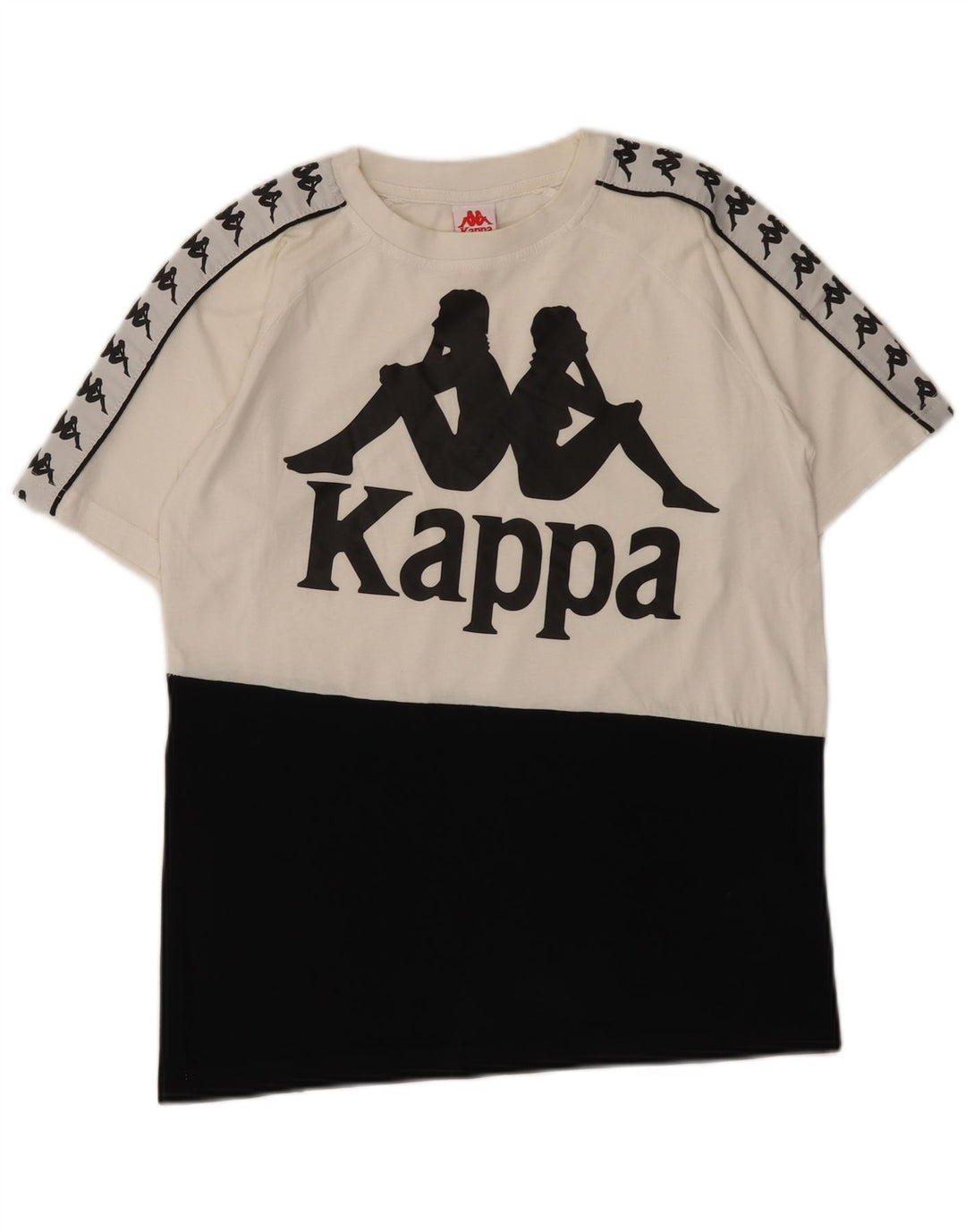 Camiseta gráfica masculina Kappa Top pequeno algodão colorblock branco