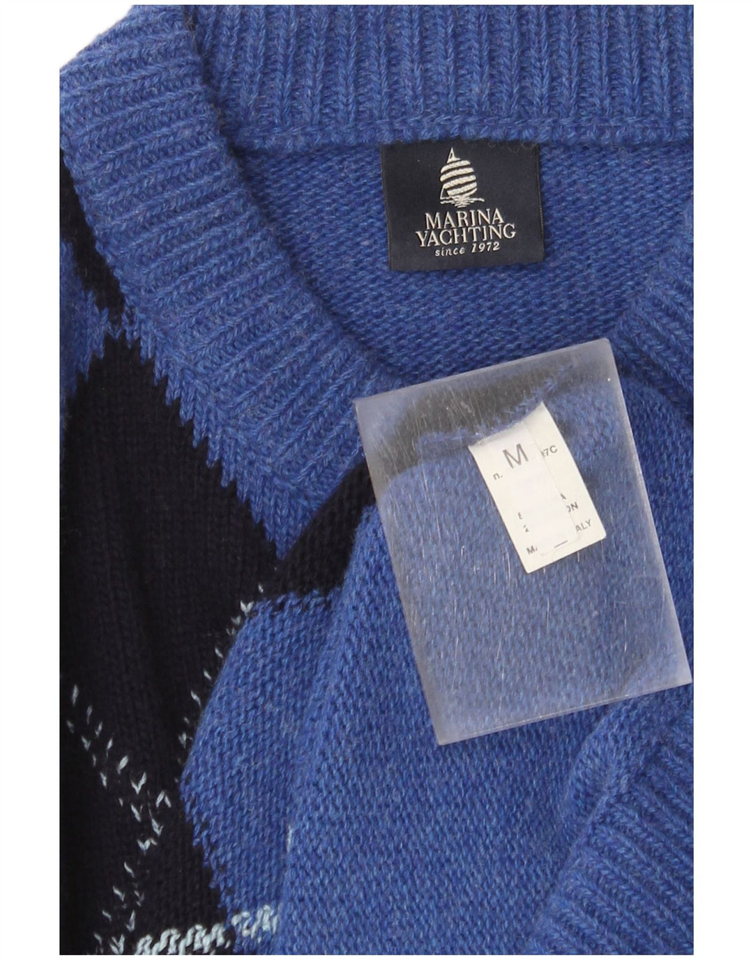 Suéter masculino Marina Yachting com gola redonda azul médio Argyle/Diamante