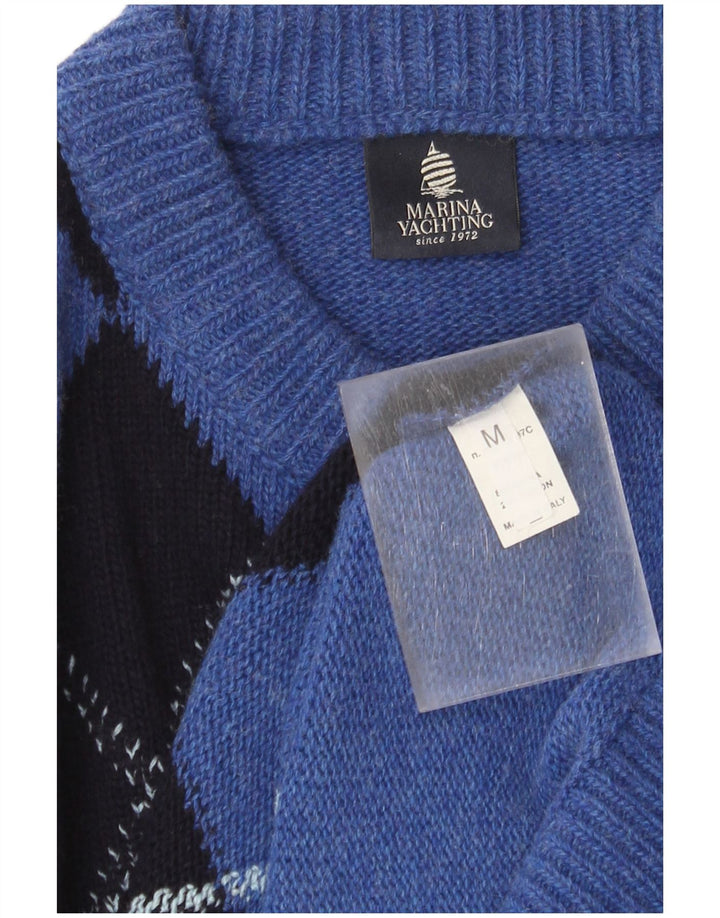 Suéter masculino Marina Yachting com gola redonda azul médio Argyle/Diamante