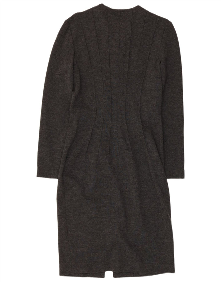 Vestido bodycon feminino de manga comprida GAI MATTIOLO Reino Unido 16 grande lã virgem cinza