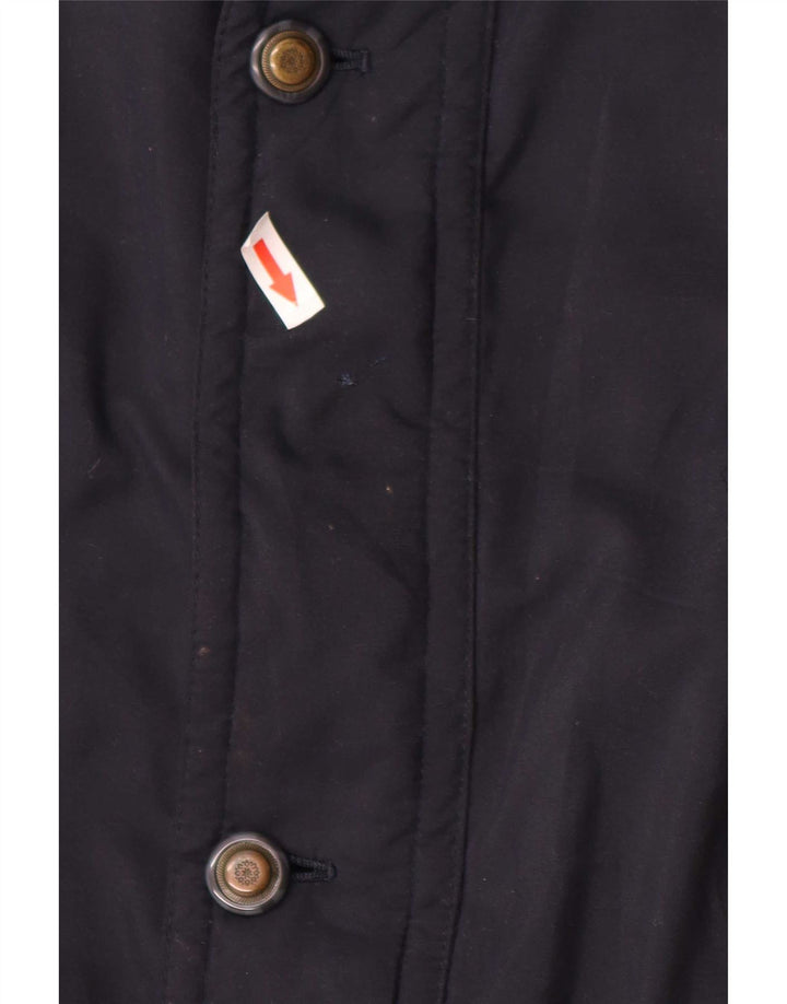 Casaco corta-vento masculino vintage UK 38 poliéster colorblock azul marinho médio