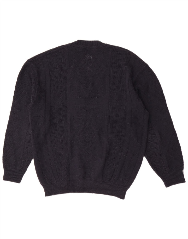 Suéter masculino Marks & Spencer com decote em V médio azul marinho acrílico