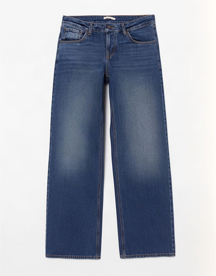 Jeans feminino Levi's Super Low Wide Leg W31 L34 Azul Algodão